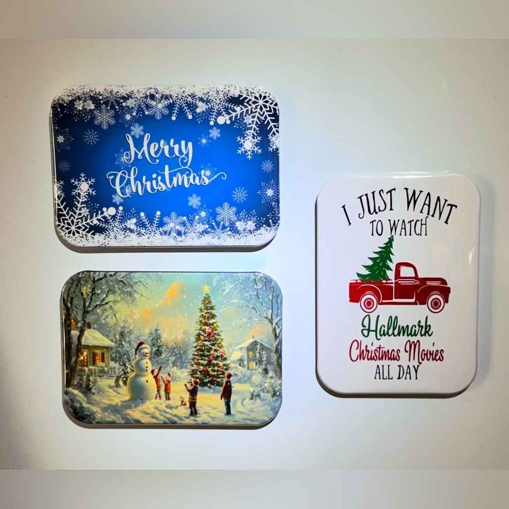 Merry Christmas Snowman Red Truck Fridge/Locker Magnets